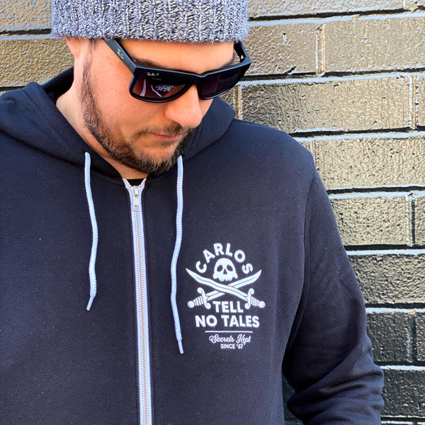Carlos Tell No Tales Zip-Up Hoodie – Of Mouse and Man Clothing Co.